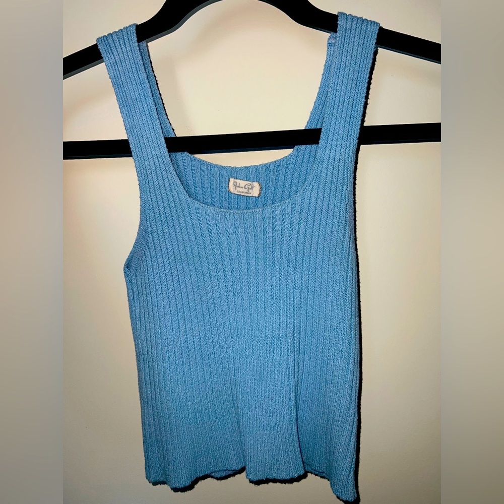 Blue Ribbed Tank Top